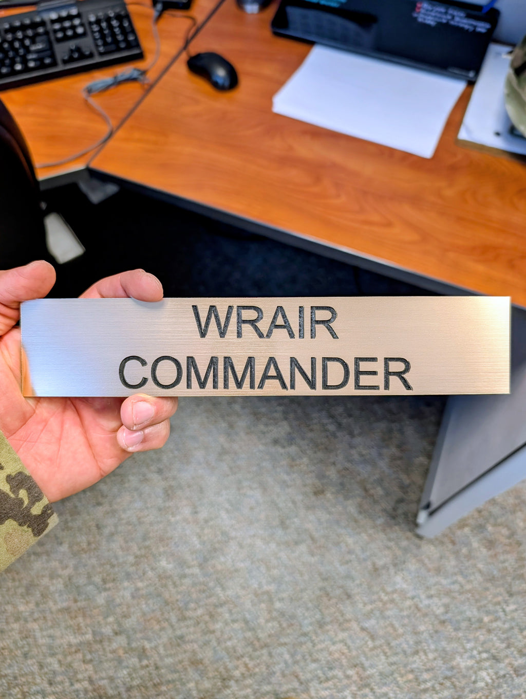 Custom Brushed Gold Aluminum Nameplate | Laser Engraved Door Sign | Office Plaque | Trophy Case Label | Personalized Placard | 11x3 Sign