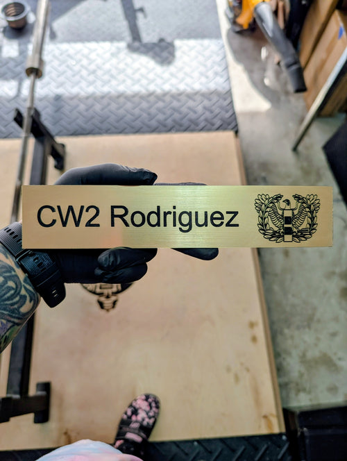 Custom Brushed Gold Aluminum Nameplate | Laser Engraved Door Sign | Office Plaque | Trophy Case Label | Personalized Placard | 11x3 Sign