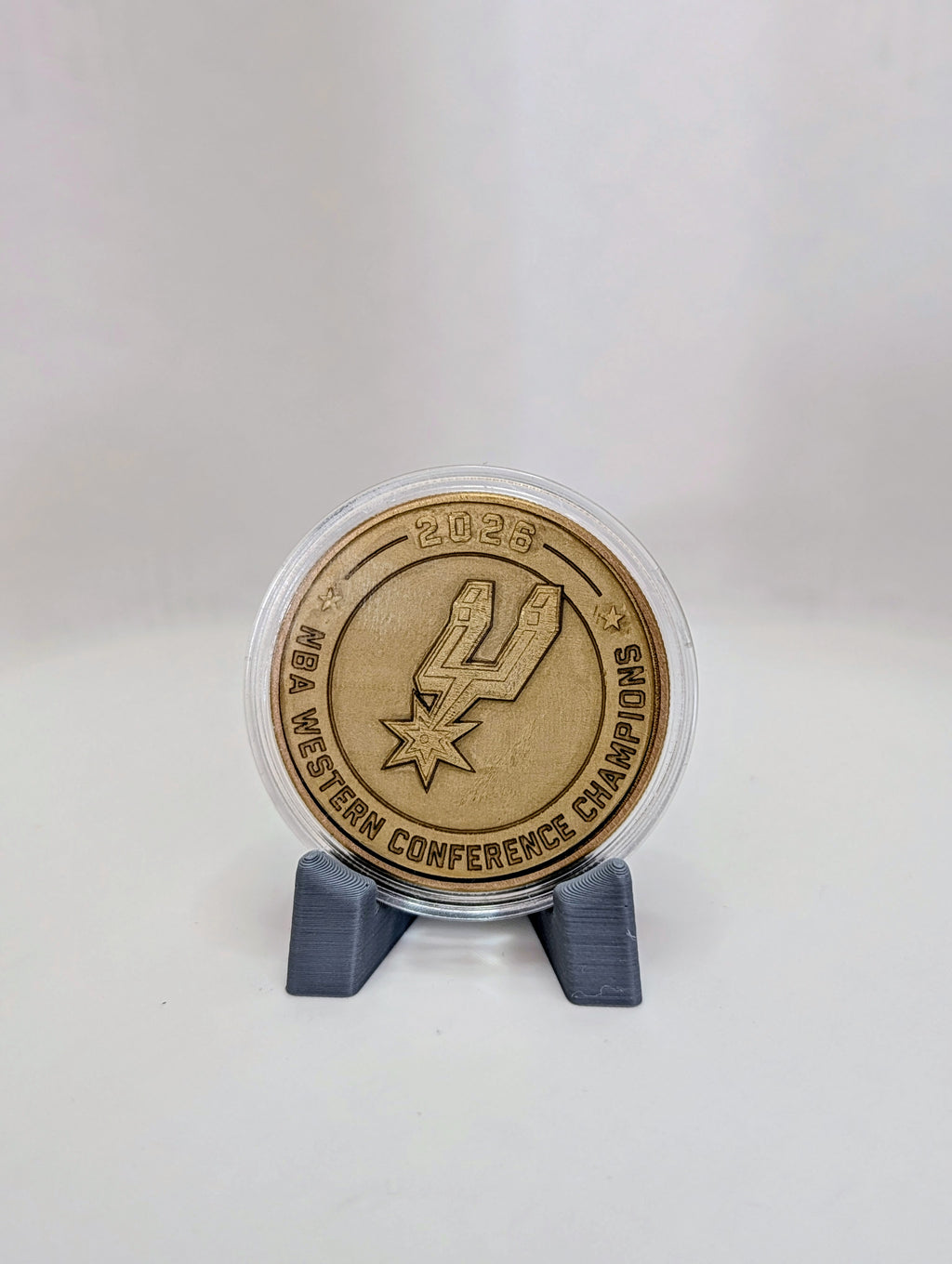 Custom Brass Spurs Championship Coin | 2026 Western Conference Champions | Laser Engraved Basketball Collectible